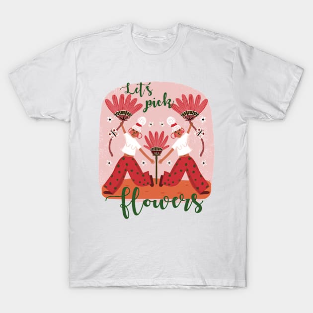 LET'S PICK FLOWERS T-Shirt by NICHOLACOWDERYILLUSTRATIONS 